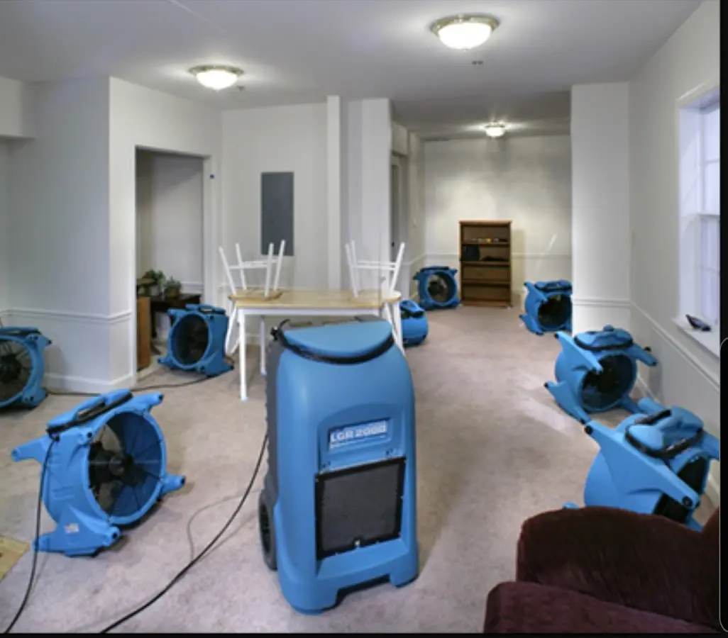 Air movers and dehumidifier setup for Water Extraction & Removal in Ensley
